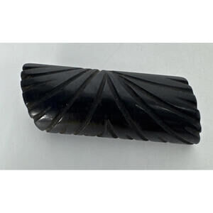 Vintage Carved  Black Bakelite Brooch Pin 2"